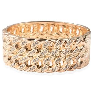 White Austrian Crystal Goldtone Bracelet 6.75"
